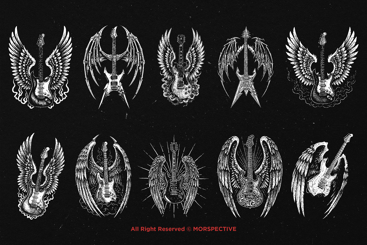 10 Bundle Dark Art Guitar Wings, an Illustration by Morspective (Photo 6 of 7)