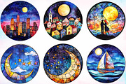 Moonlit Nights Round Stained Glass, an Object Illustration by Canvas Craft (Thumbnail 4 of 4)