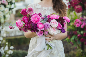 Bride with beautiful wedding bouquet stock photo containing wedding and