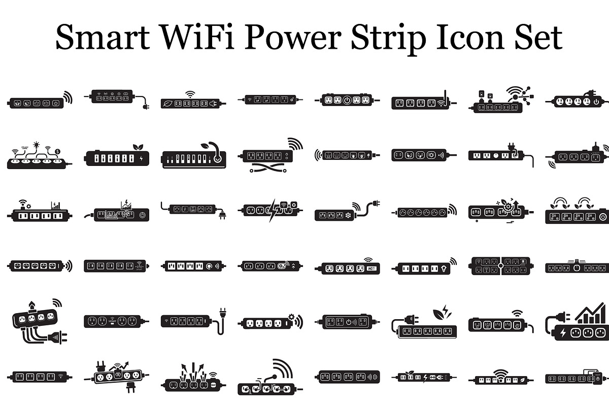 Smart WiFi Power Strip Icon Set, a Graphic by musafir_fashion (Photo 1 of 12)