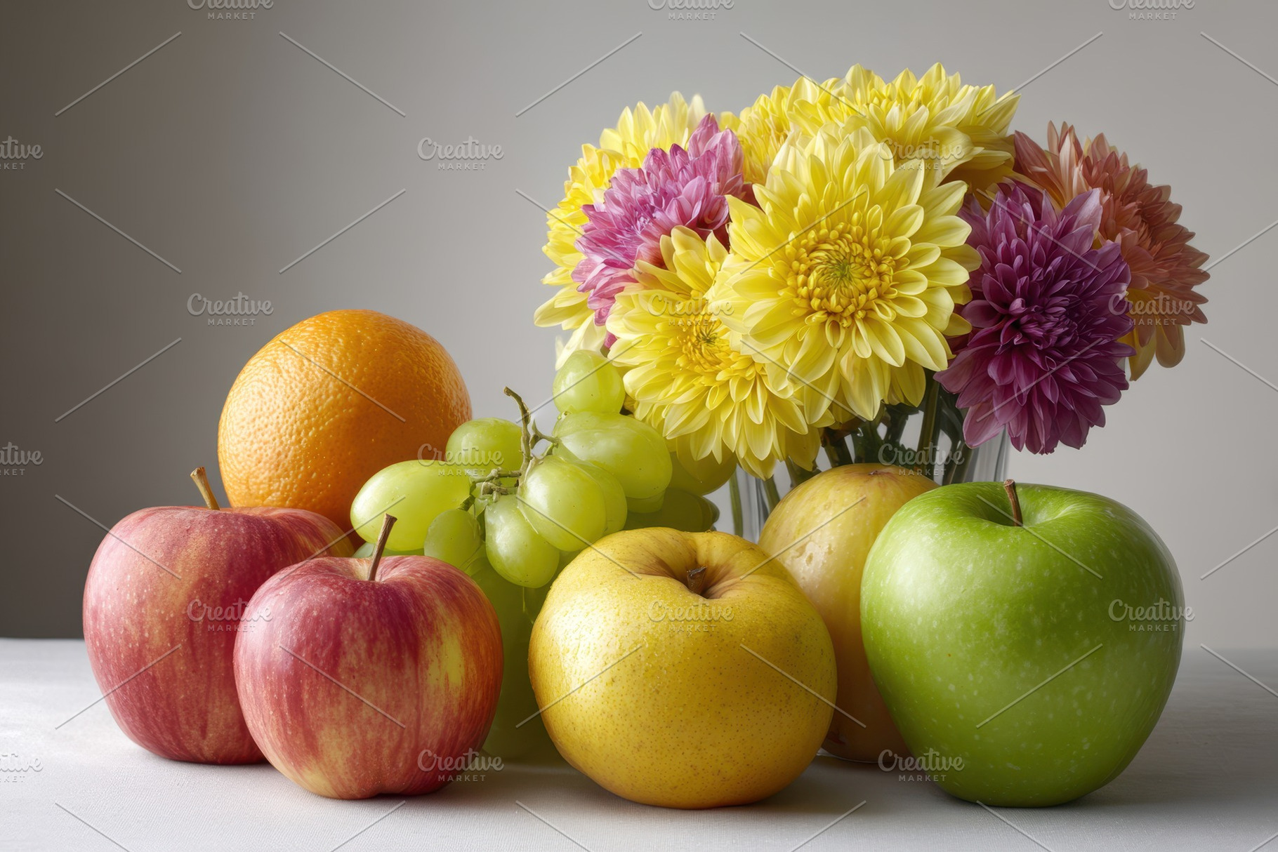 Still life with fruit and chrysanthemums, a Nature Photo by AlyaAnd