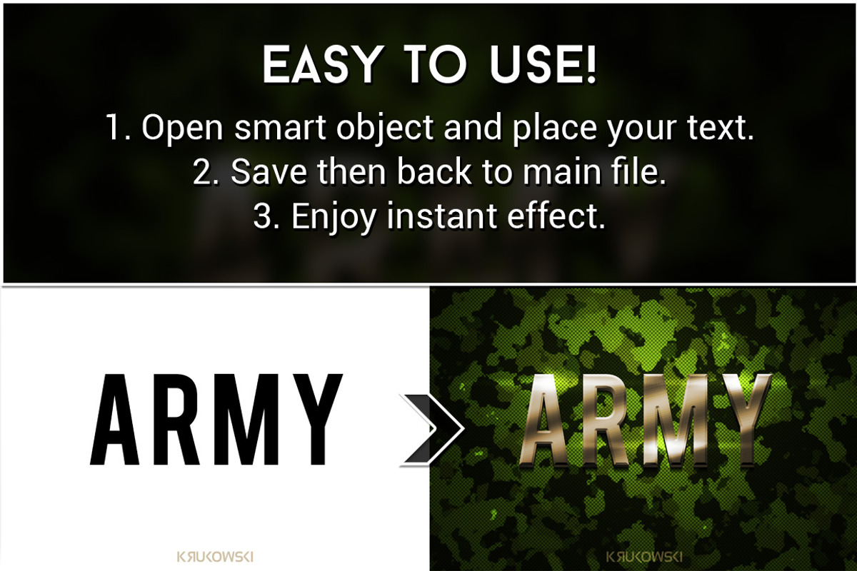 Military Text Effects, a Brushes & More by Krukowski Graphics