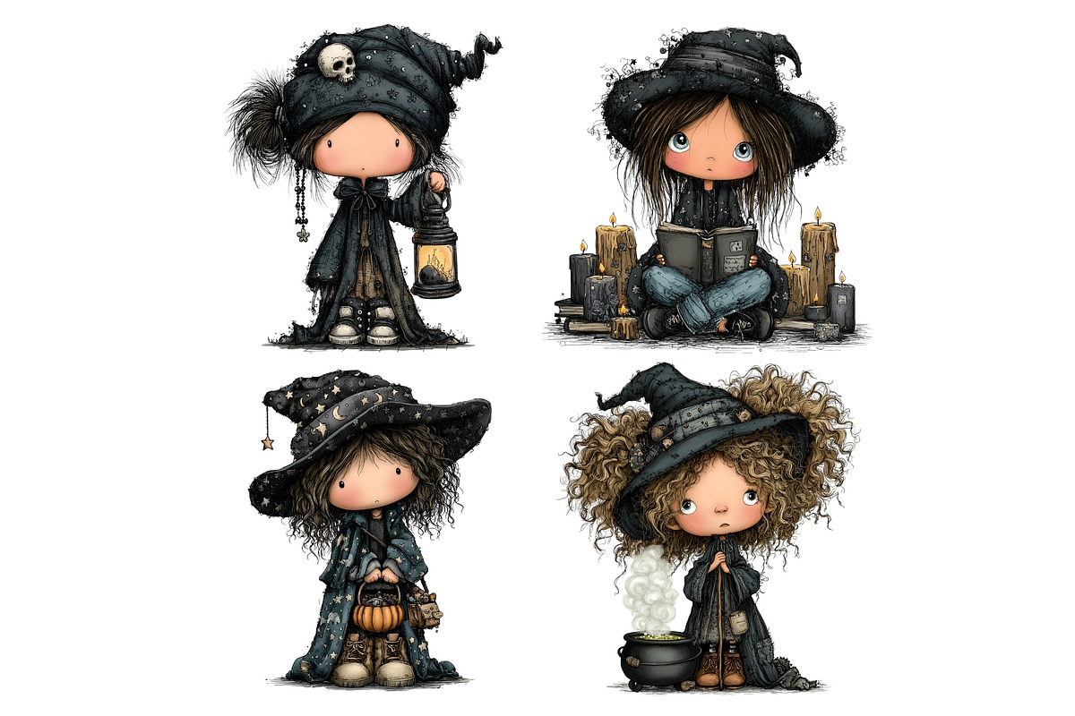 Gothic Witch PNG Clipart Bundle, a Seasonal Illustration by Nicolle's Colorful Art (Photo 5 of 5)