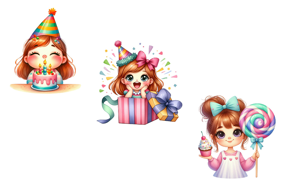 Funny Birthday Party Girl Clipart, an Illustration by Designworld (Photo 4 of 4)