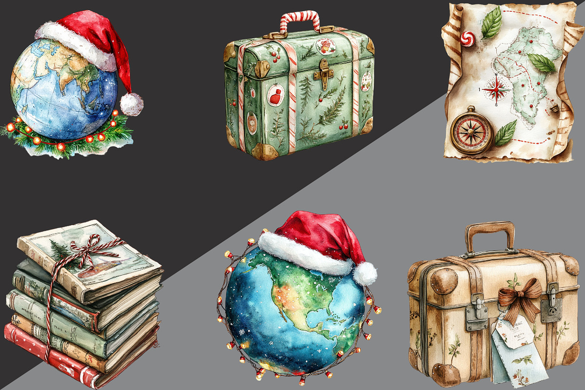Christmas Travel Clipart, an Illustration by Black Bird Studio (Photo 2 of 6)