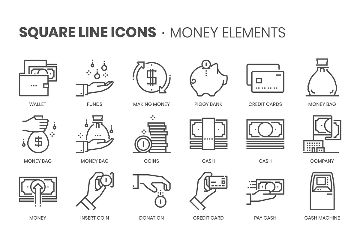 Square line icons, an Outline Icon by Howcolour (Photo 46 of 85)