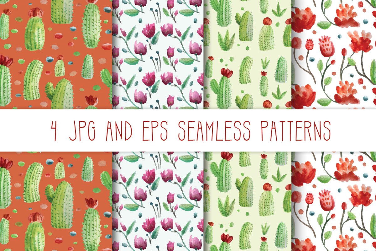 Watercolor Cactus & Florals Set, a Decorative Illustration by RalucaGheorghe (Photo 3 of 3)