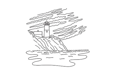 Nauset Light Lighthouse Mono Line, an Illustration by patrimonio