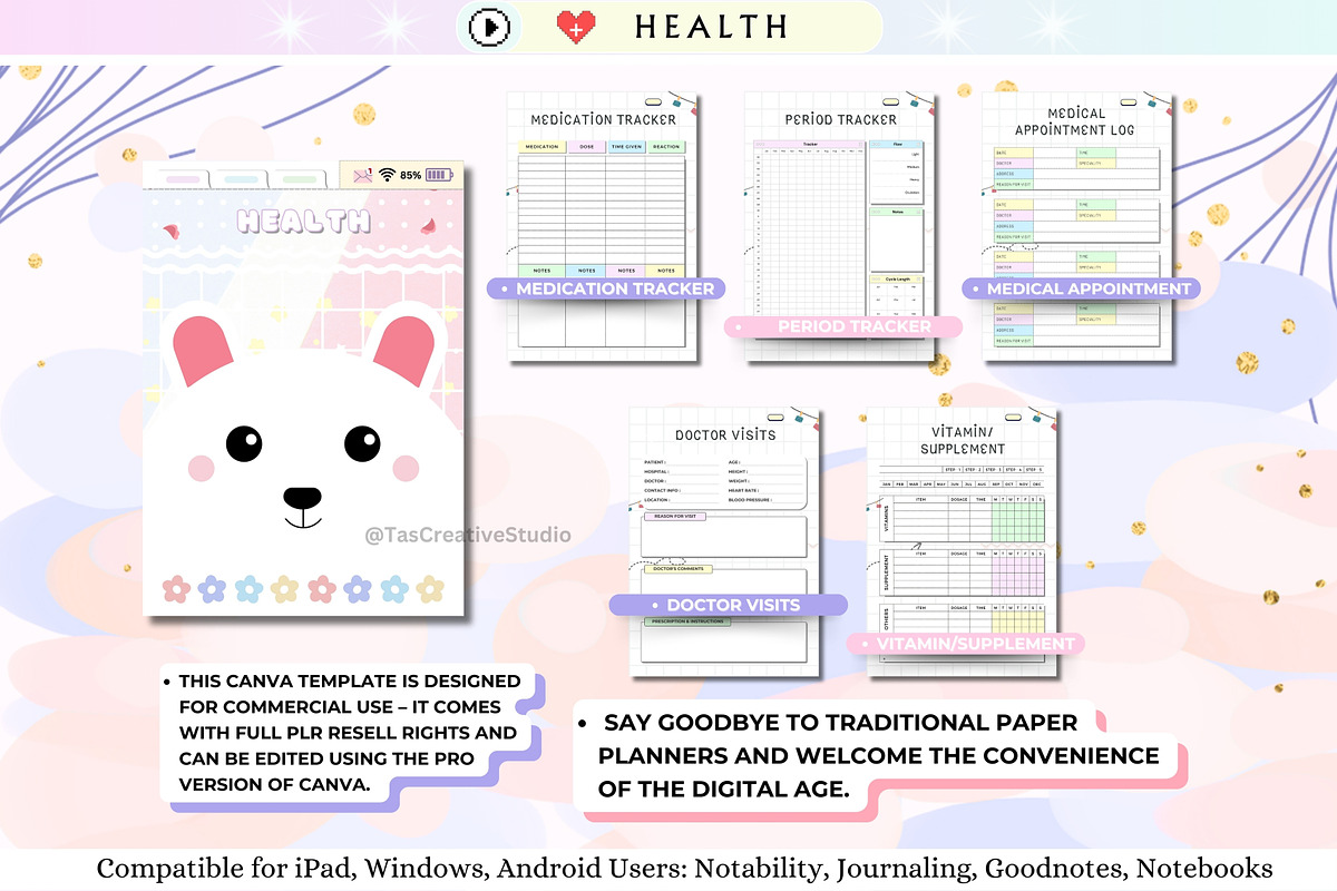 PLR Undated Digital Planner, a Stationery Template by Tas Creative Studio (Photo 5 of 8)