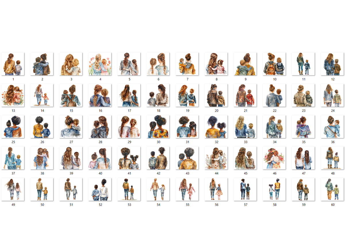 Mother's Day Back Views Clipart, a Graphic by GiraffeCreative (Photo 8 of 9)