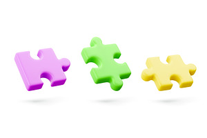 Colorful 3d puzzle pieces in pastel, an Object Illustration by art PVP - market