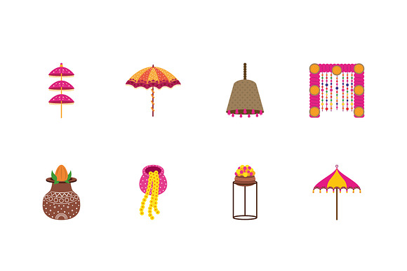 Indian Wedding Decor Icon Set preview 2