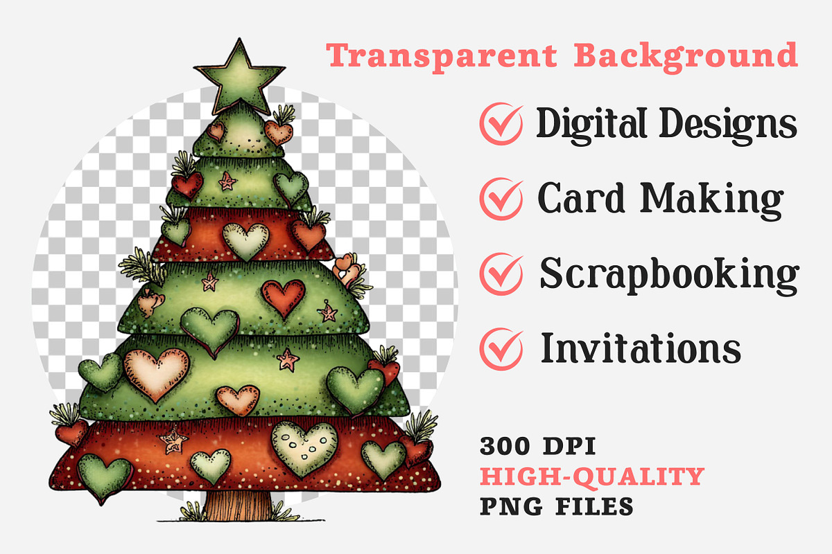 Whimsical Christmas Tree Clipart, an Illustration by Dream Creation (Photo 7 of 7)