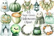 Sage Green Halloween Clipart, an Illustration by DreamPrint404 (Thumbnail 1 of 5)