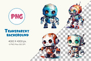 Cute Watercolor Robots. TShirt, an Animal Illustration by KENO Mascots (Thumbnail 2 of 8)