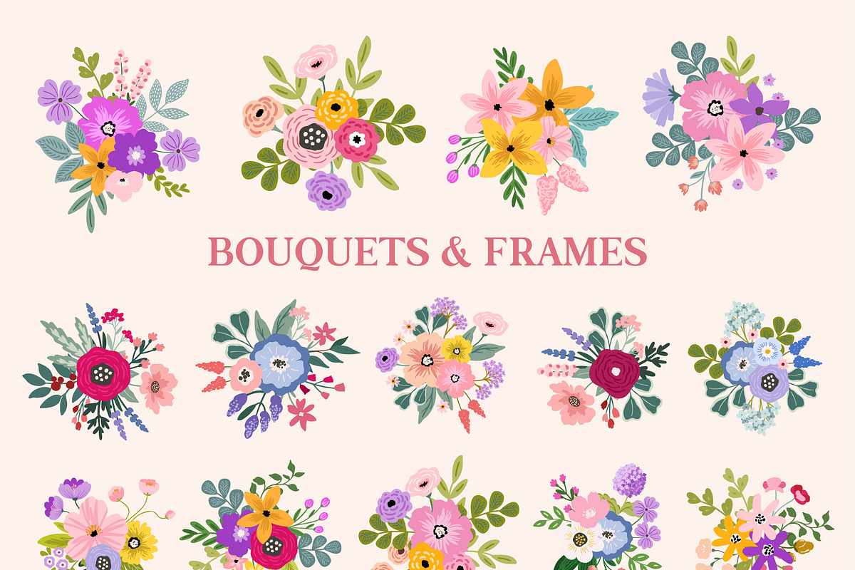 Vivid Flowers, clipart & patterns, a Graphic by Cozy pattern shop (Photo 9 of 11)