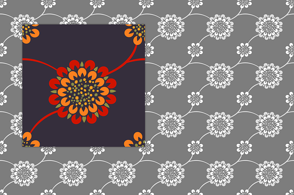 Mums On A Vine Pattern Tile
