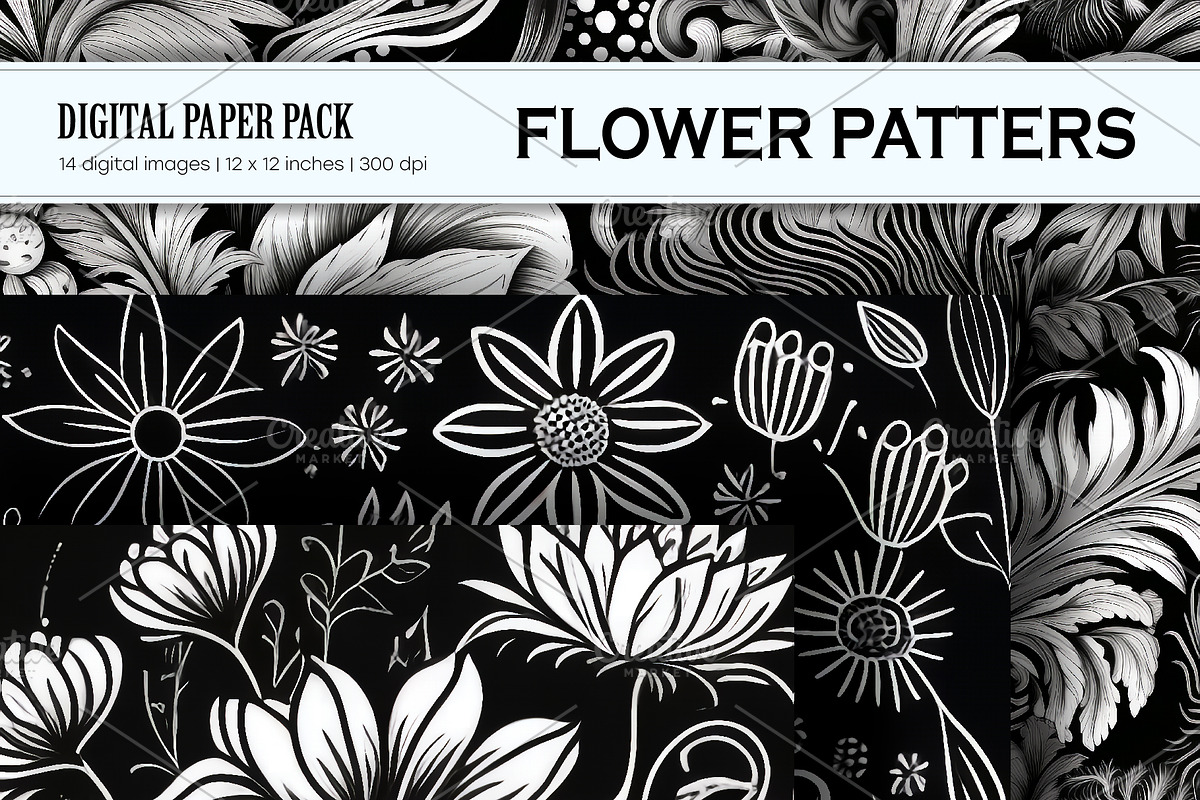Floral Patterns 04. Digital Paper, a Texture Illustration by KENO Mascots (Photo 2 of 3)