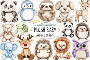 Vintage Knitted Plush Baby Animals, an Illustration by Watercolor design