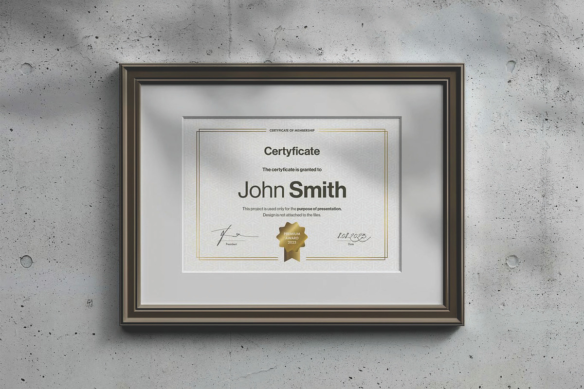 A4 Passe Partout Certificate Mockup, an Advertising Mockup by DesignRushMarket (Photo 6 of 13)