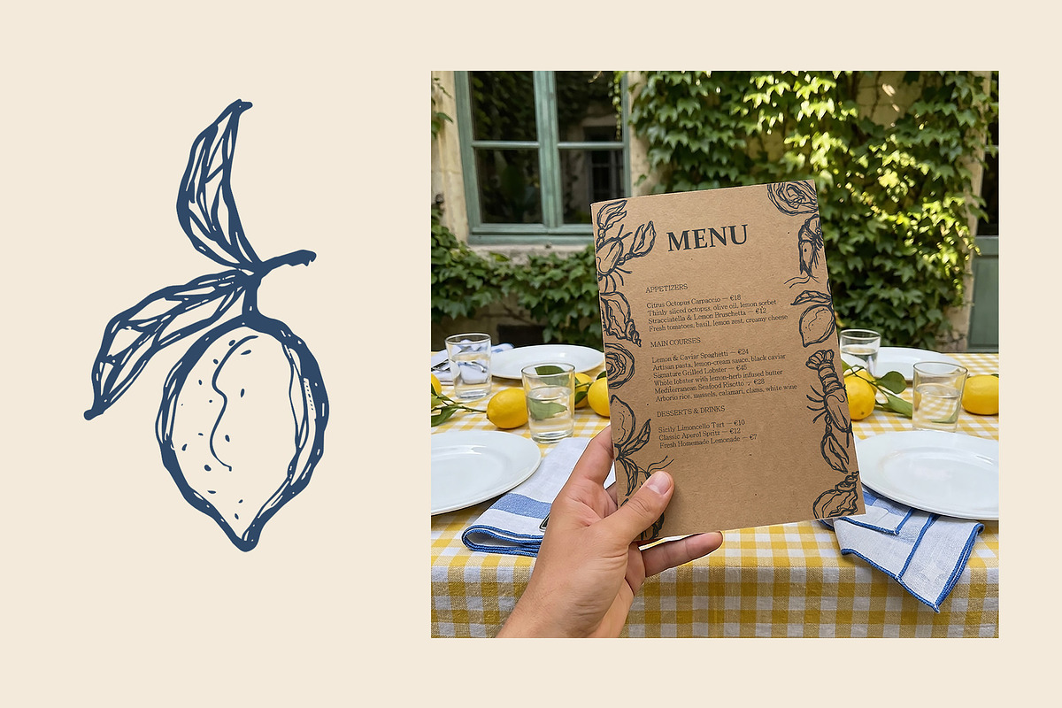 Mediterranean Mood - Line Collection, a Food Illustration by Svitlana Kharchuk (Photo 6 of 12)