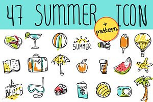 Summer & Travel doodle icon