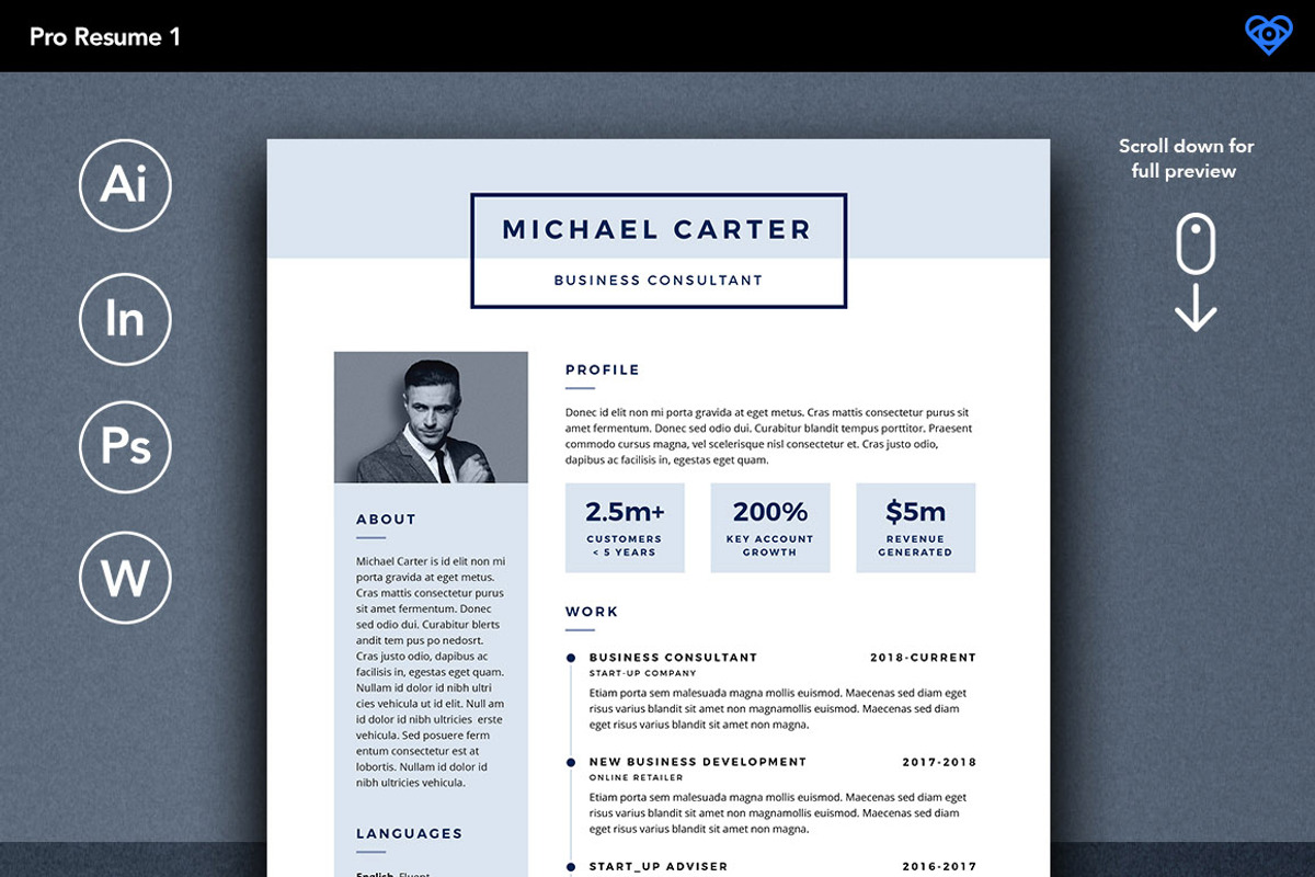 PRO Resume Bundle - Save 60%, a Resume Template by ikono.me (Photo 3 of 7)