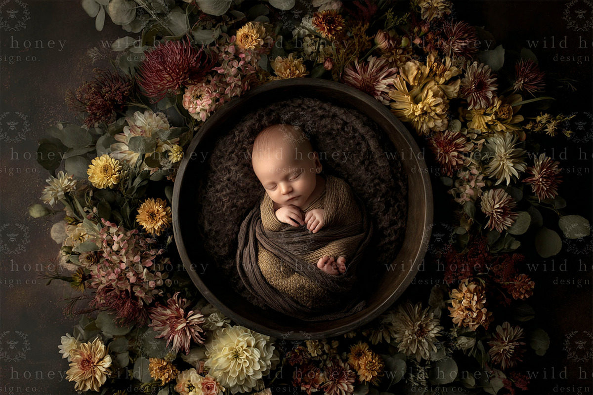 Newborn Flowers Digital Backdrop, a Layer Style Add-On by Wild Honey Design Co. (Photo 1 of 2)