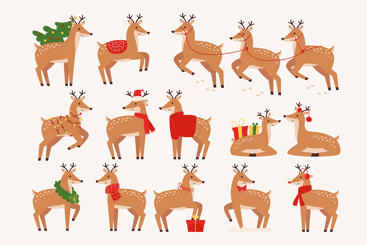 Christmas Animals Illustrations, a Seasonal Illustration by Anna Studio (Photo 12 of 12)