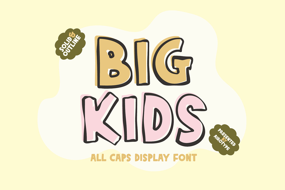 Big Kids | AllCaps Outline Ugly Font, a Sans Serif Font by Airotype (Photo 1 of 12)