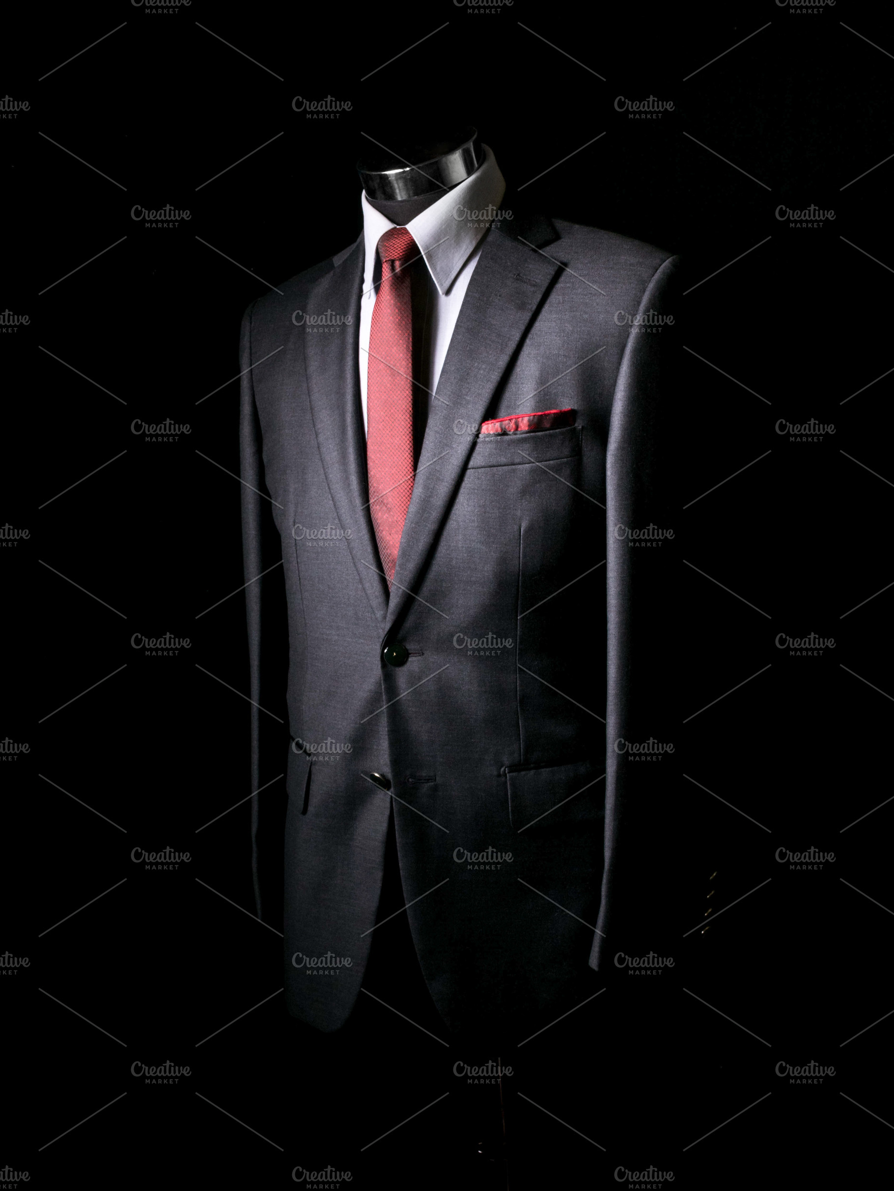 Elegant Black Suit with Red Tie, a Business Photo by Re-5 Photography