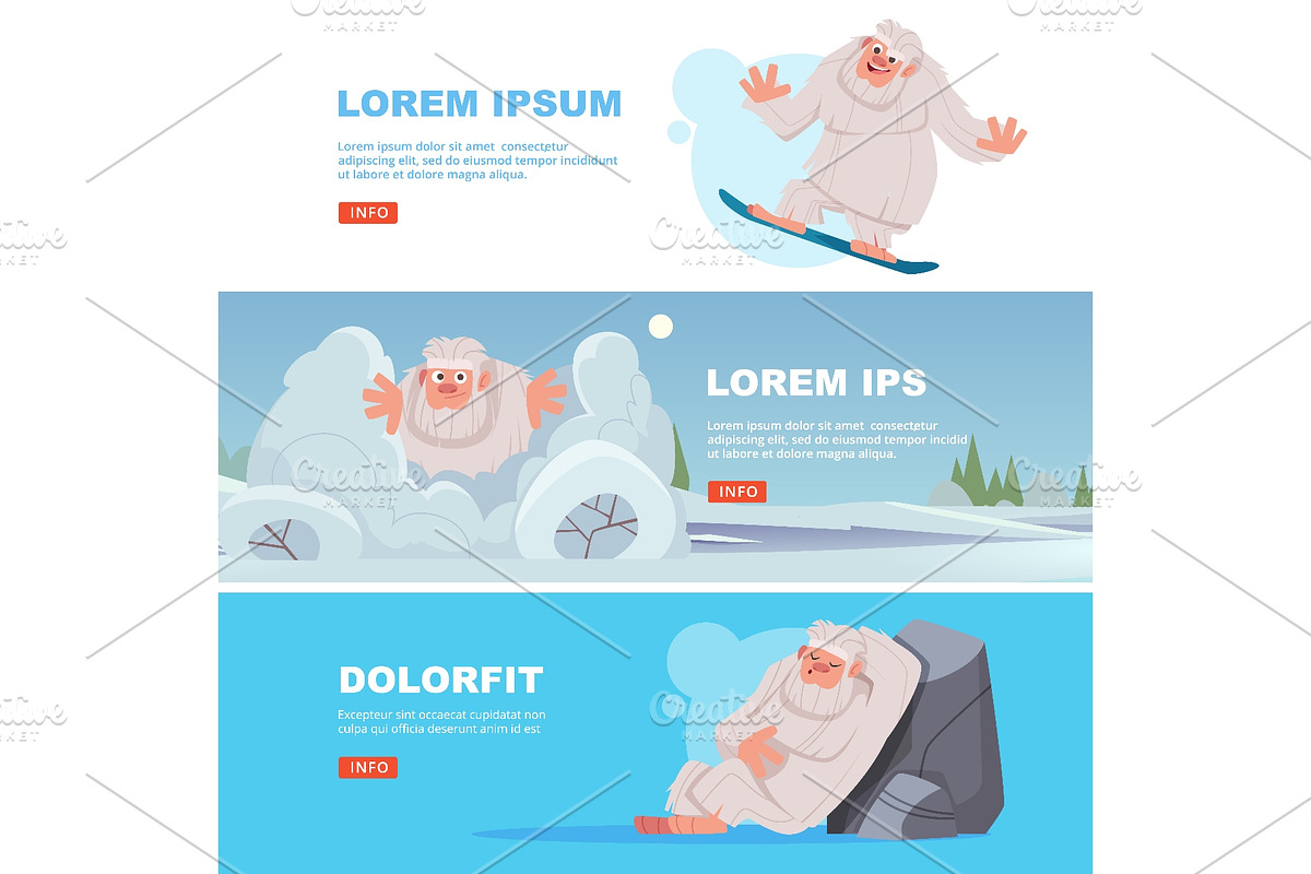 Cute yeti snowboarding, peeking and, an Animal Illustration by Onyx (Photo 1 of 3)