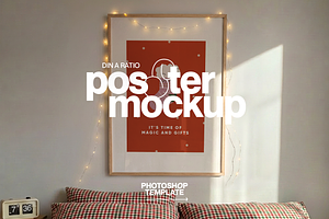 DIN A Festive Bedroom Mockup (PSD)