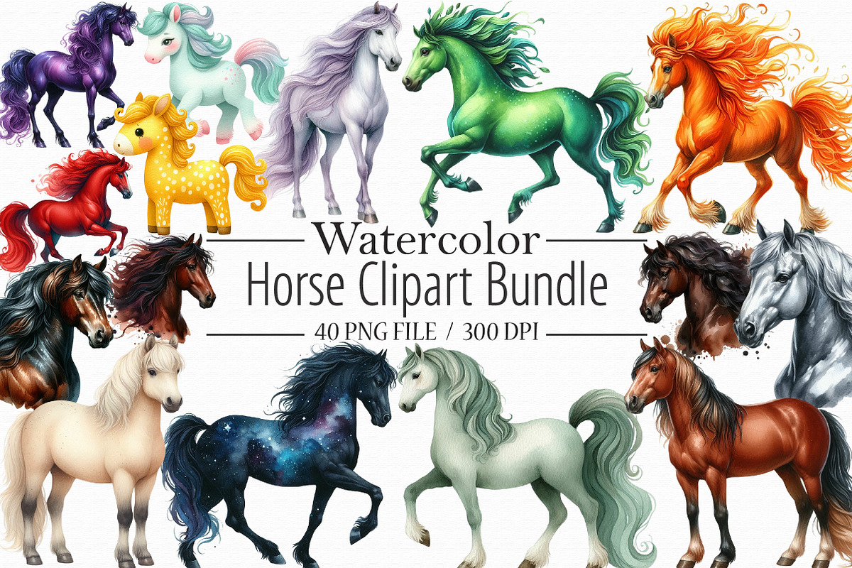 Horse Clipart Bundle, an Illustration by Libby Wishes (Photo 1 of 5)
