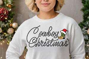 Cowboy Christmas Text SVG Cut File