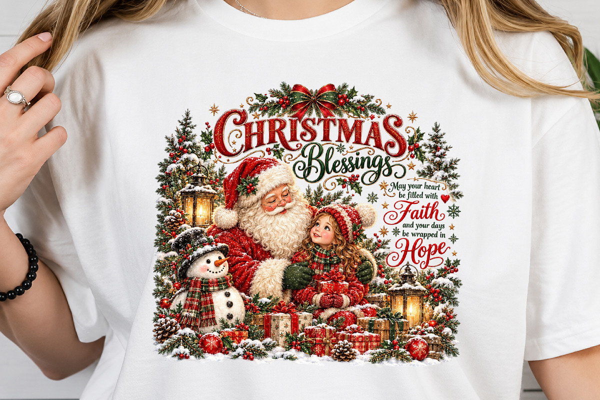 Christmas Blessings Faith Hope PNG, a Seasonal Illustration by Craft Nest (Photo 4 of 6)