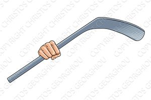 Hand holding Ice Hockey Stick, a Sport Illustration by Christos Georghiou