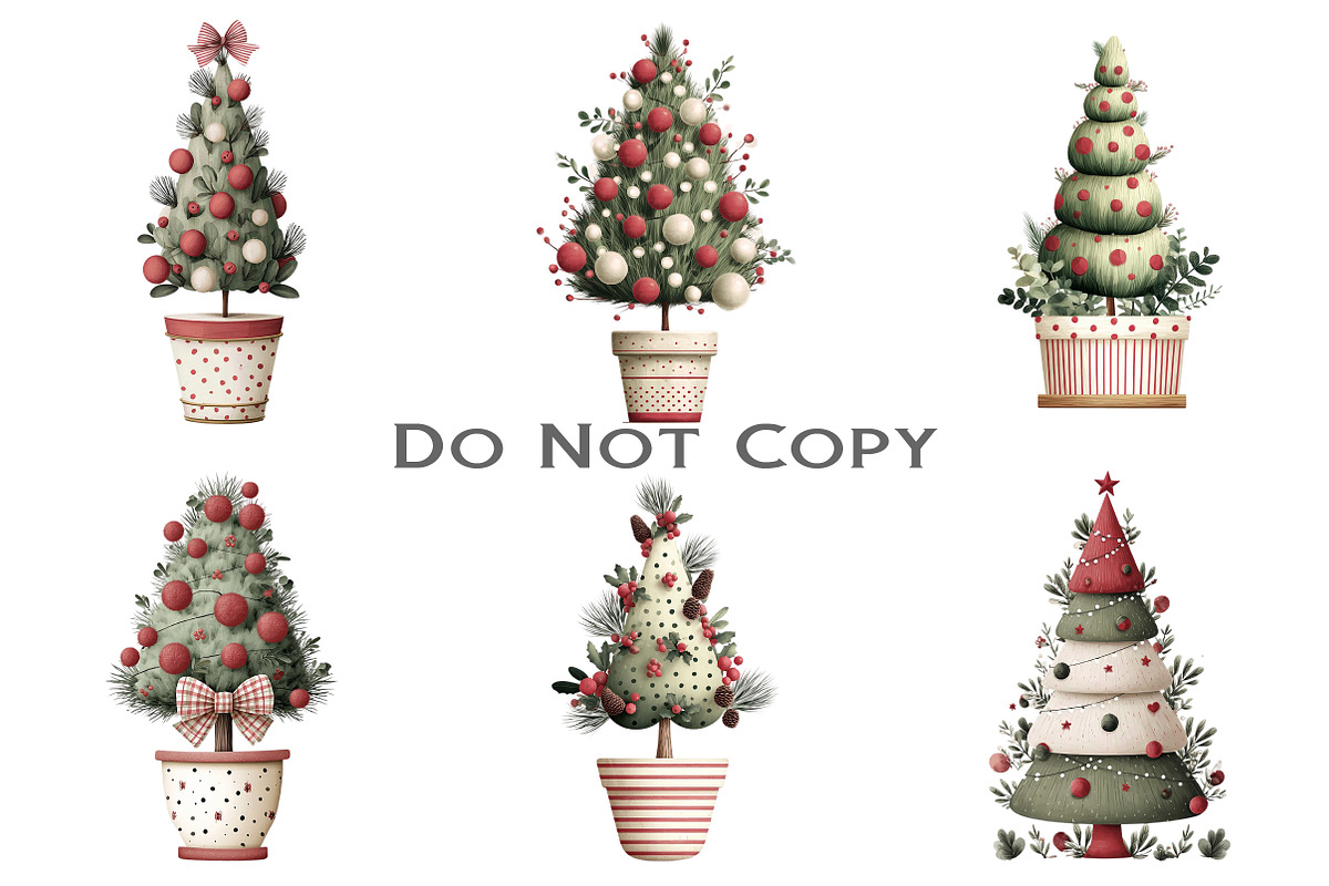 Cute Christmas Topiaries Tree, an Illustration by Craft Nest (Photo 7 of 11)