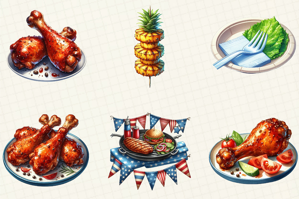 Summer BBQ Party Clipart, an Illustration by cherrydesign (Photo 2 of 6)