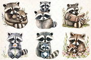 Watercolor Raccoon & Kit Clipart, an Illustration by DreamCafeArt (Thumbnail 3 of 9)