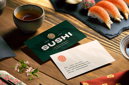 Sushi Restaurant Card Mockup