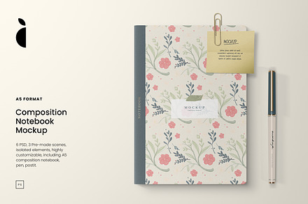 A5 Composition Notebook Mockup, a Books & Magazine Mockup by Catkie - Digital Art