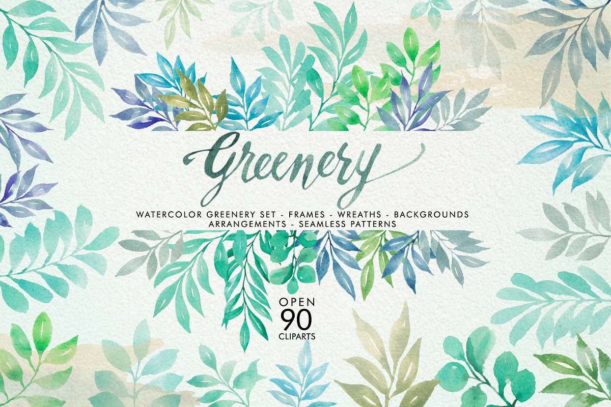 Watercolor Greenery, a Texture Illustration by Graphobia (Photo 1 of 9)
