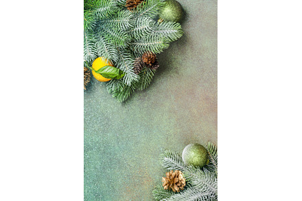 Christmas background with tangerines, a Holiday Photo by Ekaterina_Markelova