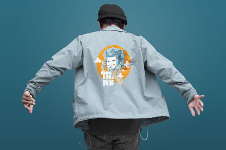 MF Back View Parachute Jacket Mockup