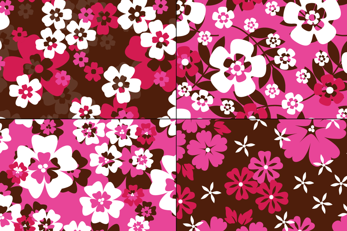 Seamless Pink & Red Tropical Florals preview 3