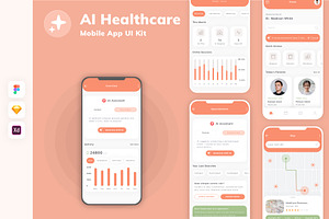 AI Healthcare Mobile App UI Kit, an UI Kit Template by uicube