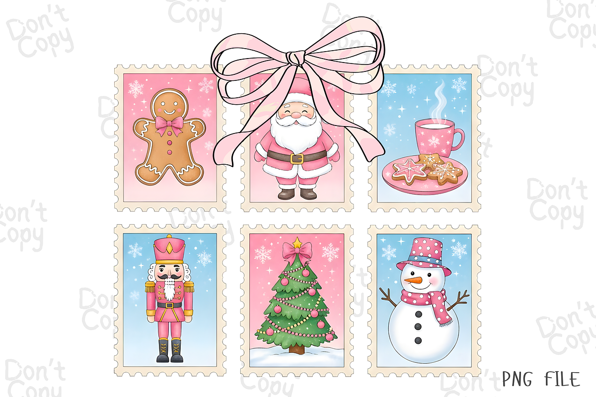 Pink Christmas Stamps Png, a Graphic by Clipart Bloom (Photo 1 of 2)