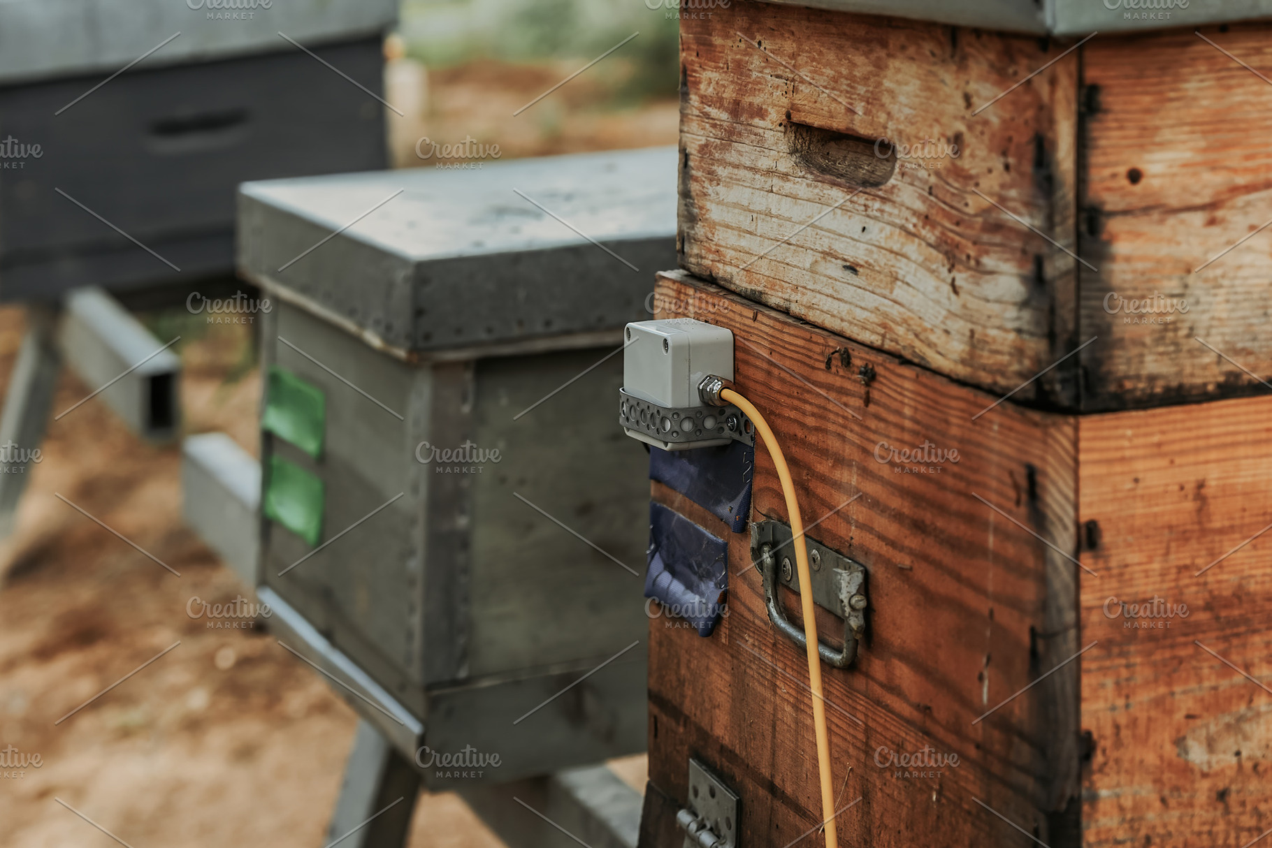 Smart Sensor Connected to a Beehive, an Industrial Photo by Perpis