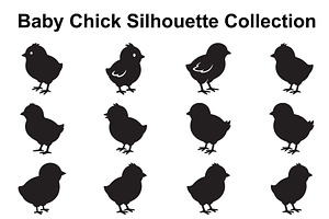 Fluffy Chick Silhouette Set